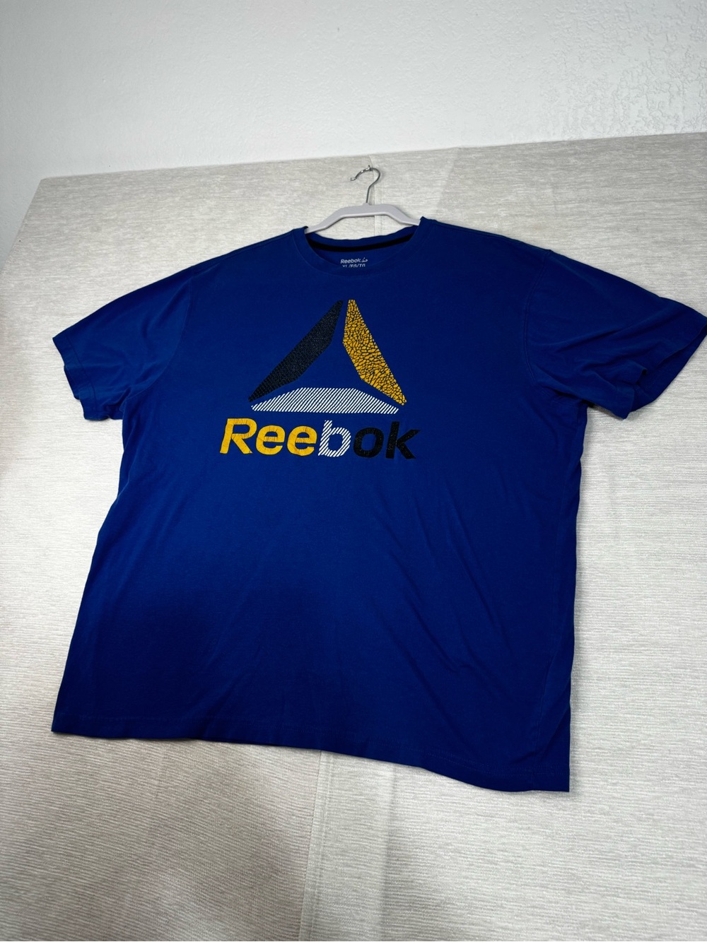 Reebok Men's Royal Blue Tee with Yellow & Black Logo